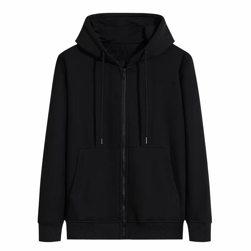 Winter Thick Fleece Hoodie Mens Casual Sportswear Zip Jacket Gray - Image 2