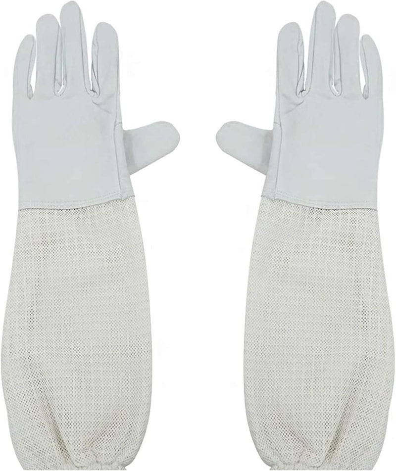 لوينت قفازات تربية النحل الفاخرة من جلد الماعز، قفازات مربي النحل من لوانت مع أكمام شبكية ثلاثية الطبقات مهواة وأصفاد مرنة لتربية النحل والبستنة (متوسطة) - Image 5