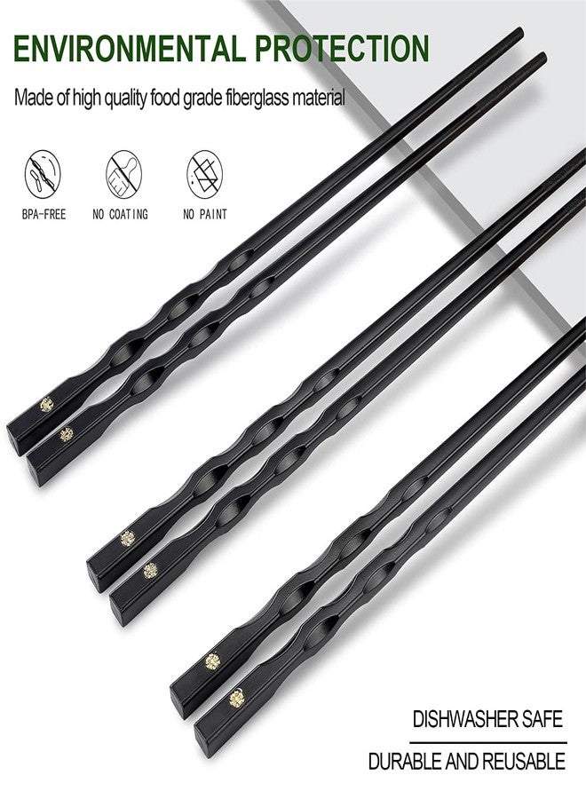 HuaLan Colorful Fiberglass Chopsticks, Dishwasher Safe Chopstick, Reusable Non-slip Chop Sticks, 9 1/2 Inches, 5 Pairs, Golden Flower - Image 5