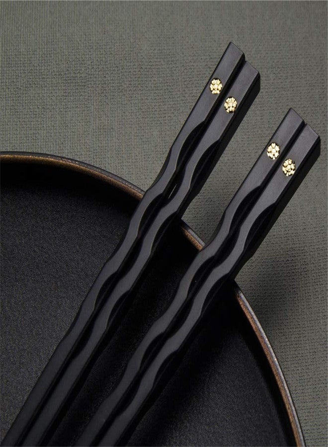 HuaLan Colorful Fiberglass Chopsticks, Dishwasher Safe Chopstick, Reusable Non-slip Chop Sticks, 9 1/2 Inches, 5 Pairs, Golden Flower - Image 2