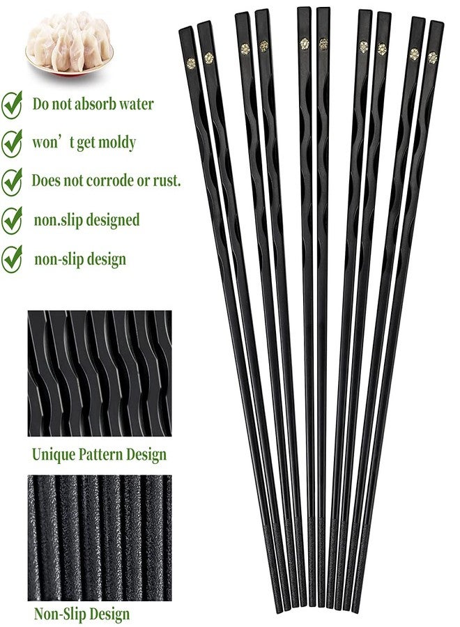 HuaLan Colorful Fiberglass Chopsticks, Dishwasher Safe Chopstick, Reusable Non-slip Chop Sticks, 9 1/2 Inches, 5 Pairs, Golden Flower - Image 3