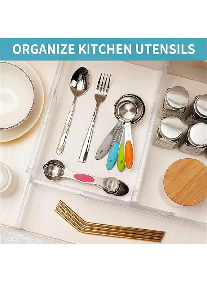 HOOKOR Drawer Dividers Organizers, 8 Pack Kitchen Drawer Organizer, Clear Plastic Drawers Separators, 3.2 High Adjustable Expandable from 11-21 for Bedroom,Clothing,Office,Kitchen Utensils  - Image 3