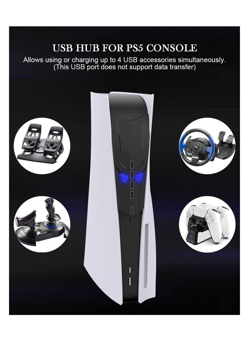 Generic - USB Hub for PS5 with Glowing Eyes, High-Speed Expansion Hub Charger Splitter Adapter with 4 USB Ports + USB Adapter Cable Multi-Platform for PS4 for Mac OS for PC for Laptop Plug and Play - Image 1