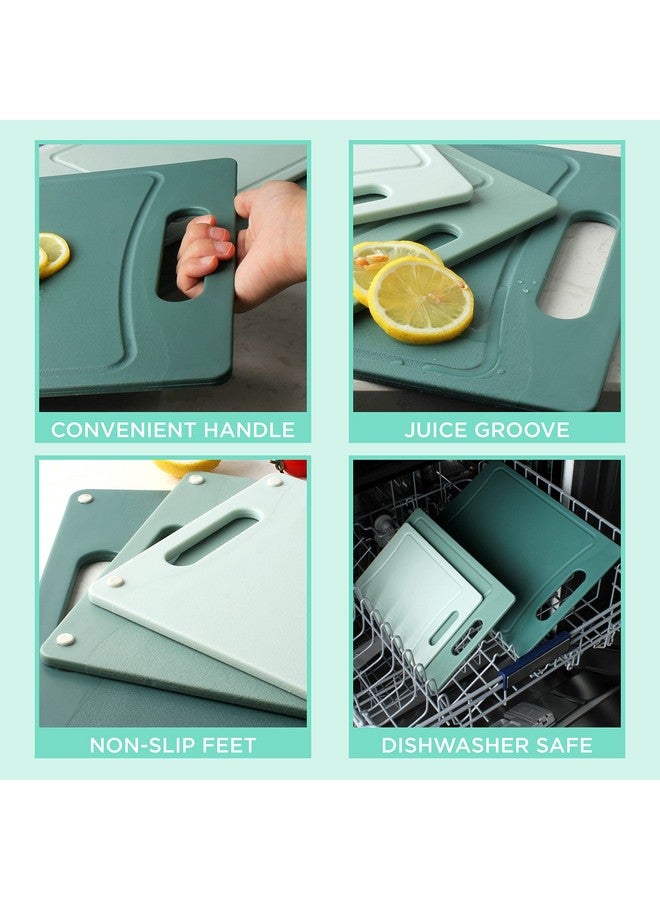 كوك ويذ كولرز مجموعة ألواح تقطيع مانعة للانزلاق من كوك ويذ كولور - أدوات مطبخ أساسية بمقبض سهل الإمساك للحوم والخضروات والفواكه، 3 ألواح تقطيع، لون نعناع - Image 3