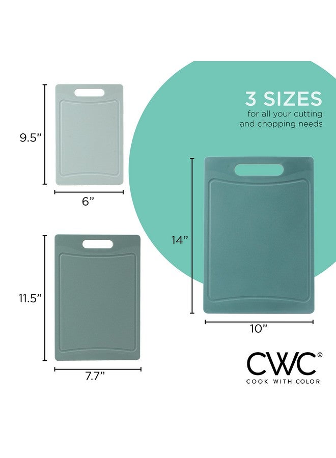 كوك ويذ كولرز مجموعة ألواح تقطيع مانعة للانزلاق من كوك ويذ كولور - أدوات مطبخ أساسية بمقبض سهل الإمساك للحوم والخضروات والفواكه، 3 ألواح تقطيع، لون نعناع - Image 4