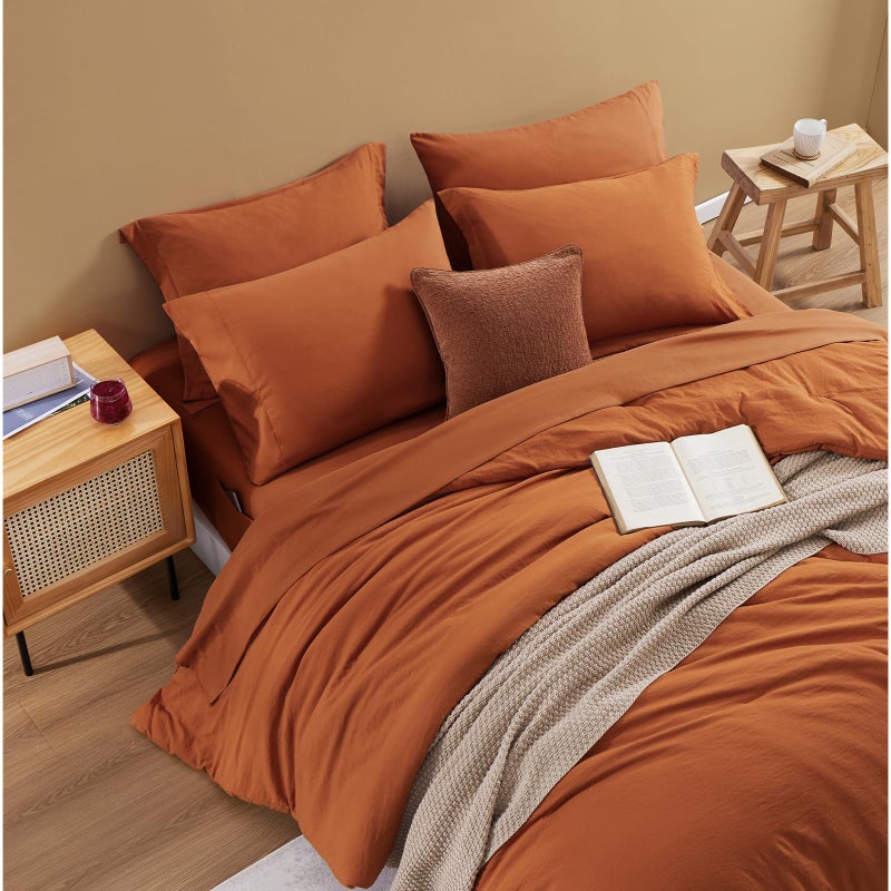 WRENSONGE Queen Comforter Set- 7 Pieces Soft Burnt Orange Bed in a Bag with Fitted Sheet, Flat Sheet, 2 Shams, and 2 Pillowcases-Warm Bed Sets Fall Comforter for All Seasons - Image 3