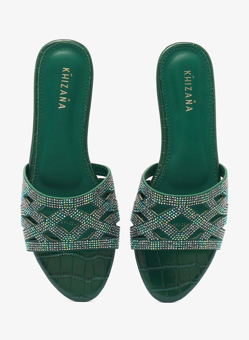 Khizana Rhinestone Embellished Flat Sandals - Image 4