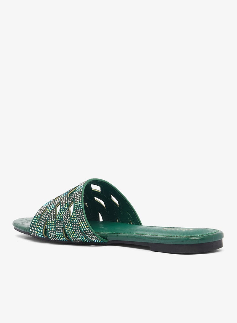 Khizana Rhinestone Embellished Flat Sandals - Image 2