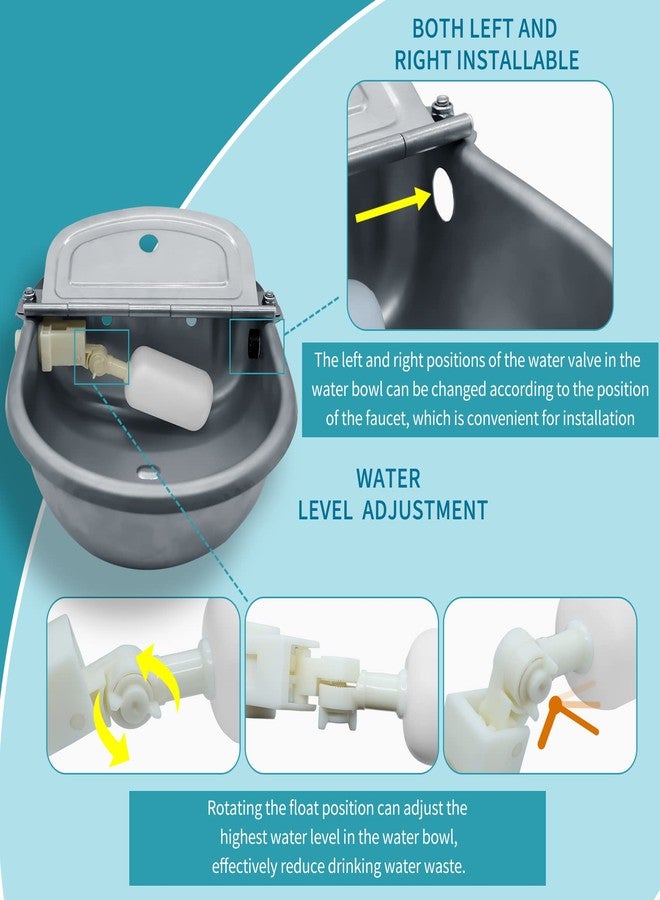 COMVIEE Automatic Animal Drinking Water Bowl, 304 Stainless Steel Waterer for Dog Horse Goat Pig Cow, Livestock Water Trough Dispenser with Pipe Hose, 2 Float Valves, Quick Connecter, Expansion Bolt - Image 4