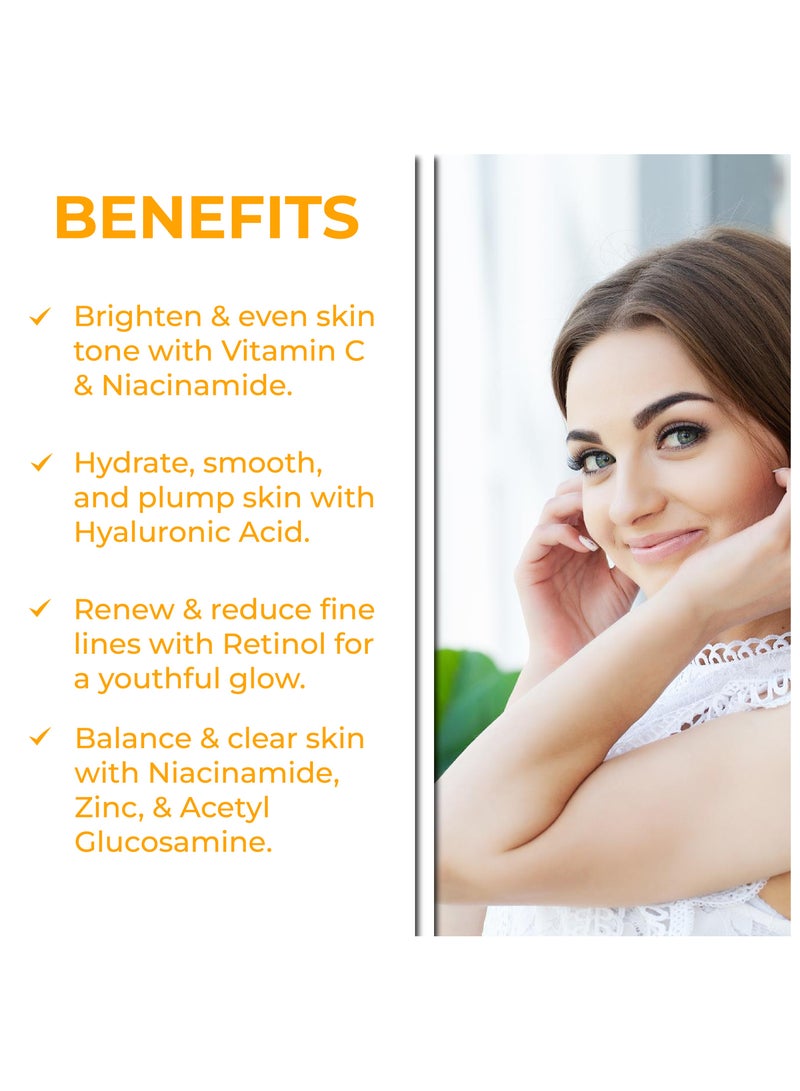 Jadole Naturals Quartet Anti-Aging Serum Set (Each 30ml), Vitamin C, Retinol, Niacinamide & Hyaluronic Acid - Image 2