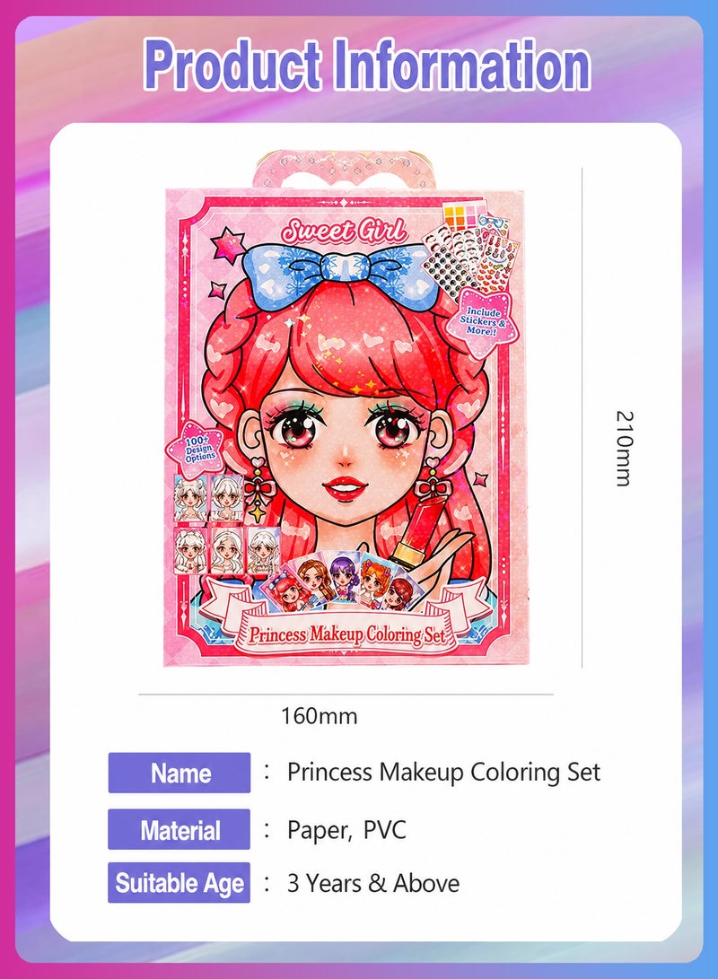 BELANO 4 Pcs Princess Dress Up Sticker Book, Art and Crafts Makeup Toys for Girls,Portable Gift Box Set, Ideal Birthday Gift for Girls. - Image 2