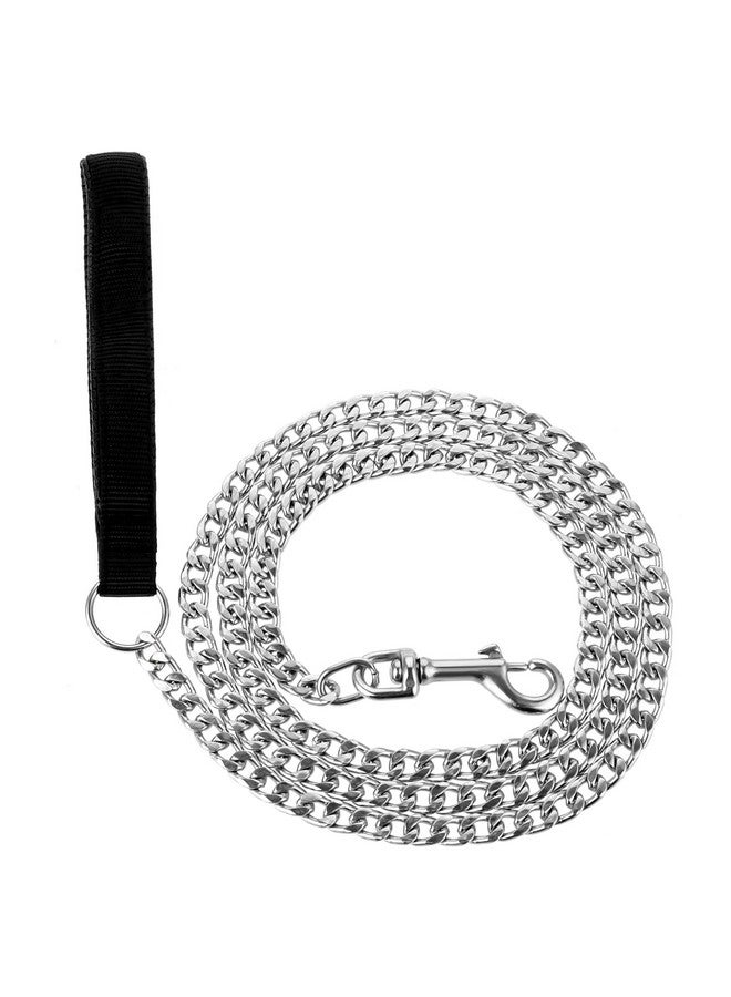 Sliverdew Chain Heavy Duty Metal Dog Leash 6FT Stainless Steel Cuban Link Chain Labor Chew Proof Pet Leash Chain with Soft Padded Handle for Medium Big Dogs Walking,Traffic Training Traveling(20-100 lbs) - Image 1