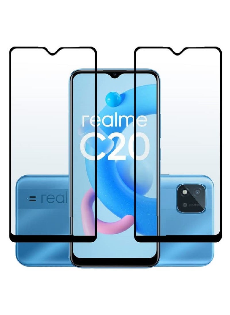 Super 2 Pieces Tempered Glass Screen Protector 5D Designed For Realme C20A Full Glue Edge to Edge Full Screen Coverage And Bubble Free - Image 1