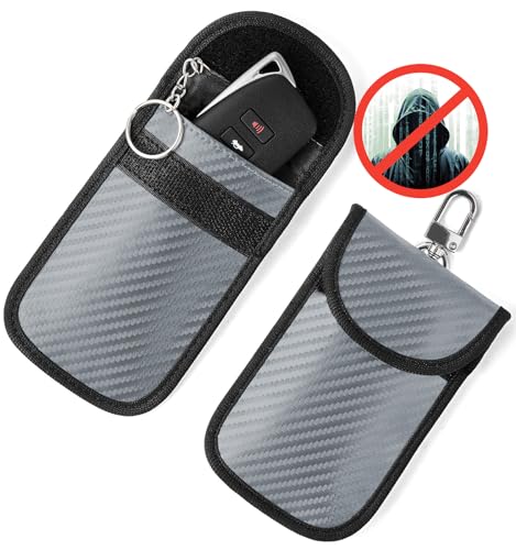 Vammcht Upgraded Faraday Bag for Key Fob 2 Pack Premium Faraday Key Fob Protector Car RFID Signal Blocking Car Security Protection AntiTheft Pouch AntiHacking Case Blocker Grey - Image 1