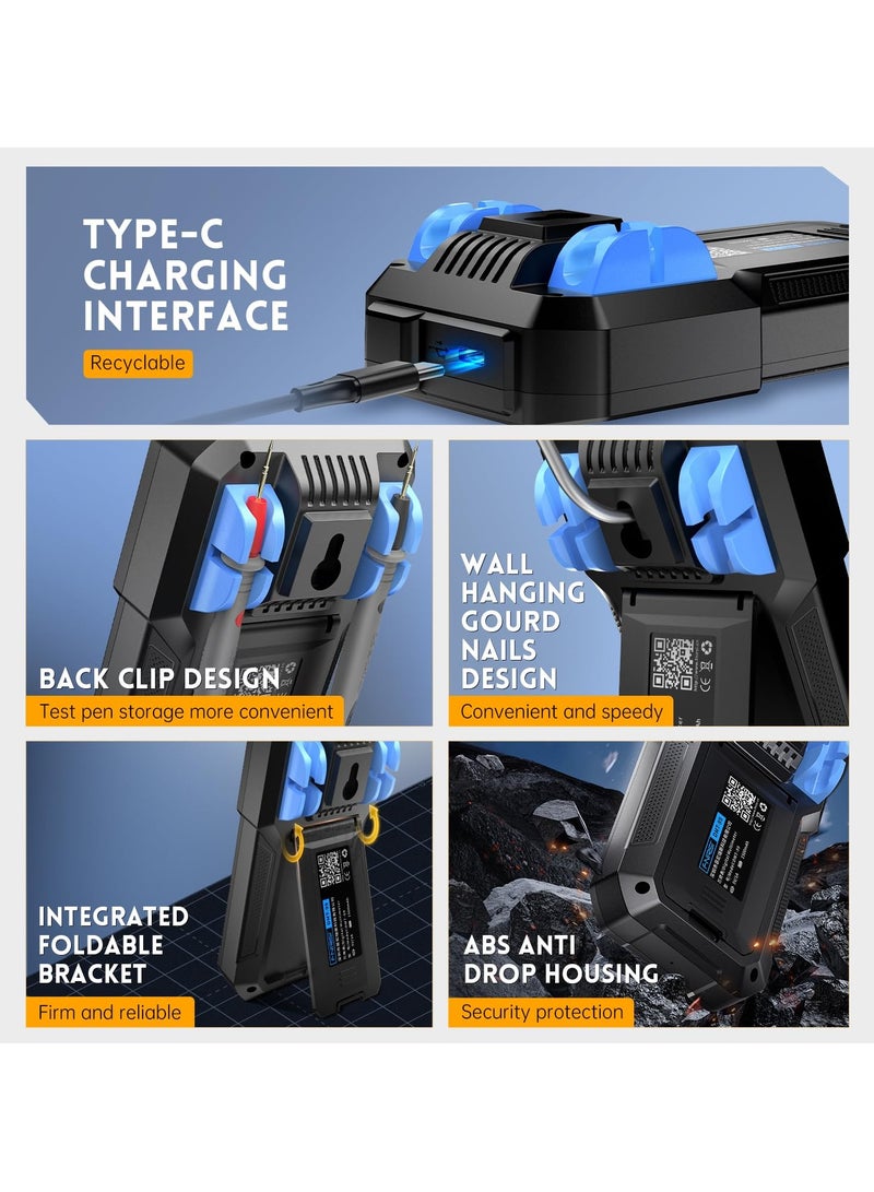 SYOSI متر الرقمي SYOSI، 10000 عدّ قابل للشحن، جهاز قياس الجهد التلقائي حتى 1000 فولت و10 أمبير، مختبر الجهد الذكي AC/DC مع وضع تسجيل ومراقبة البيانات، للمقاومة والسعة والثنائي - Image 4