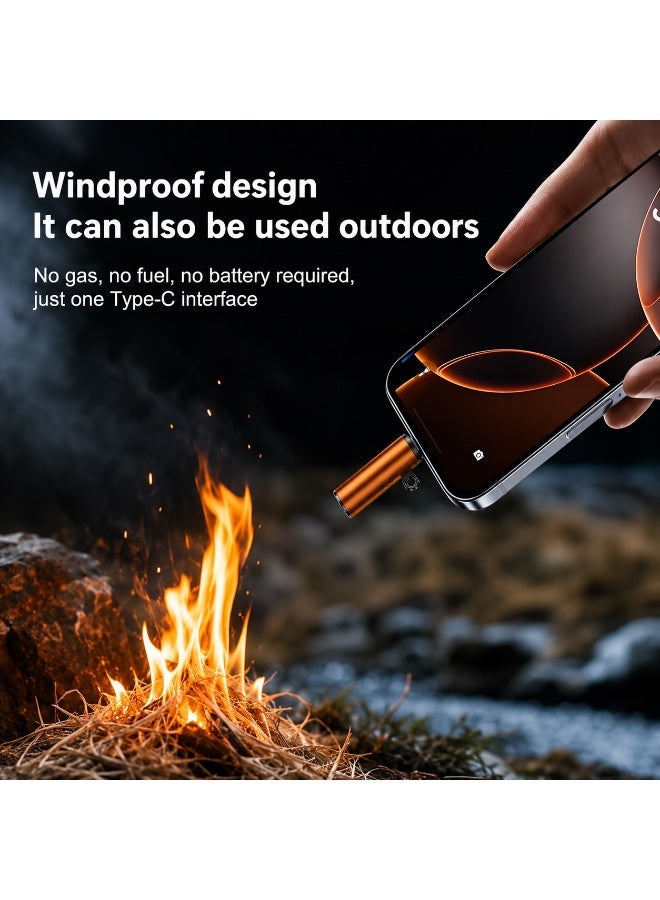 5 Type-C Portable Lighters, Cell Phone Port and Electric Lighter, USB-C Portable Outdoor Pocket for Emergency Flameless and Gass - Image 4