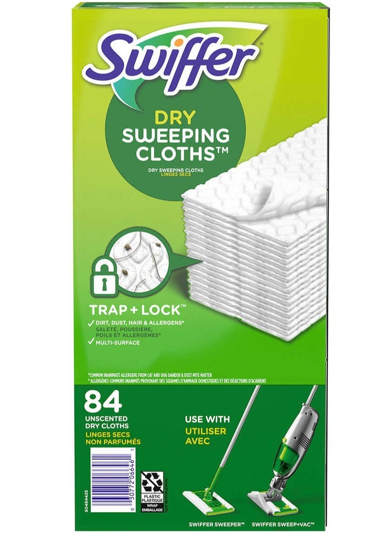 Swiffer - Sweeper Dry Sweeping & Mopping Cloth Refills for Floor mop, Sweeping cloths 84 Count With TRAP + LOCK Technology - Image 1