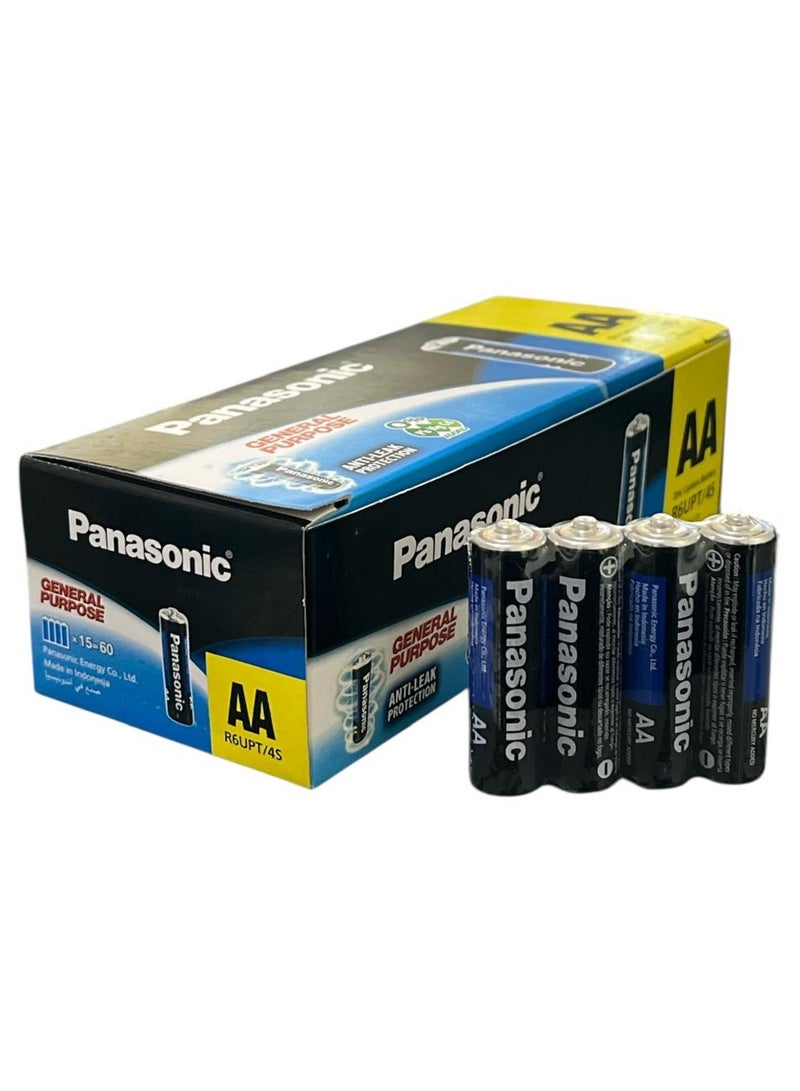 باناسونيك عدد 60 بطارية باناسونيك AA زنك كربون (4×15)، R6UPT/4S، R6S UM3، 1.5 فولت، تصميم مقاوم للتسرب، صنع في إندونيسيا  - Image 1