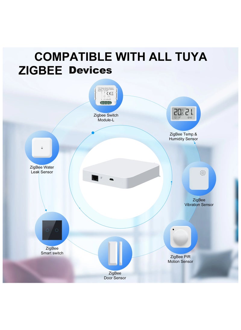 UanTii Tuya ZigBee Hub Tuya Zigbee 3.0 Wired Gateway Bridge for App and Voice Control, Tuya Smart Home Hub, Works with Alexa Google,works with Home Assistant  - Image 2
