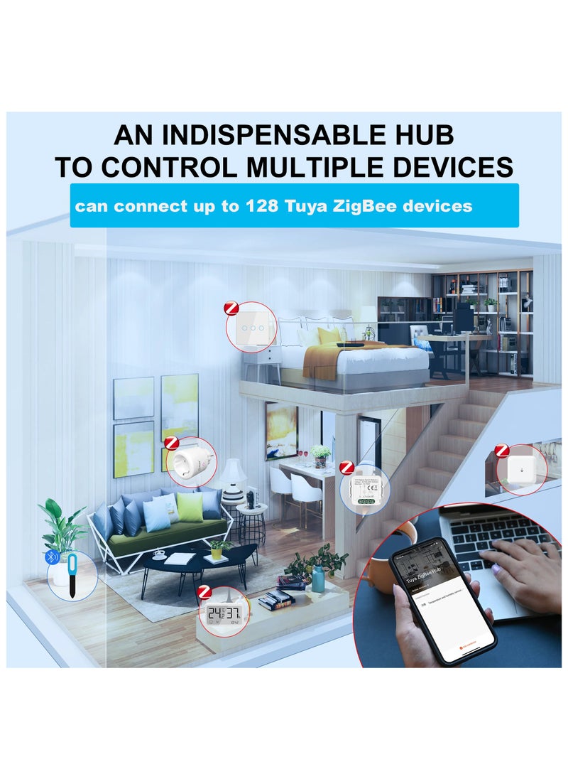 UanTii Tuya ZigBee Hub Tuya Zigbee 3.0 Wired Gateway Bridge for App and Voice Control, Tuya Smart Home Hub, Works with Alexa Google,works with Home Assistant  - Image 3