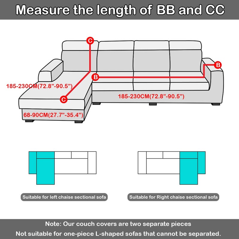 Lukzer غطاء أريكة مضاد للانزلاق بشكل L من لوكزر (بني سادة/ 185 سم-230 سم) - الجانب الأيسر (LHS) واقي مرن للأثاث لغرفة المعيشة - Image 5