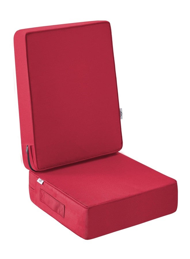 IPYNBAP Outdoor Cushions, Outdoor Chair Cushions 24x24x4 Inch, Cushions for Outdoor Furniture with Removable Cover, Waterproof & Fade Resistant Outdoor Seat Cushions for Patio, Lawn, Burgundy - Image 1