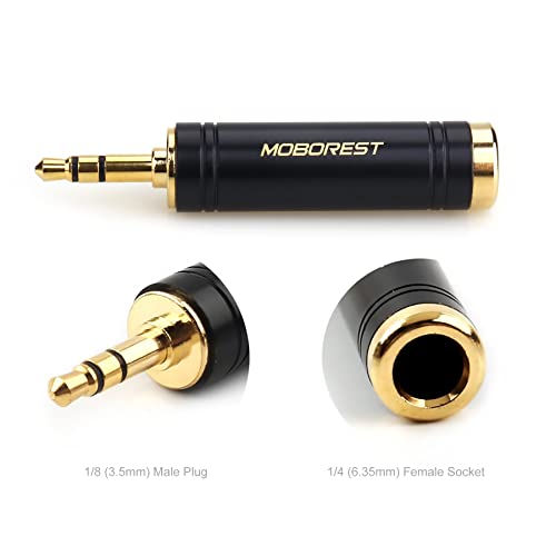 MOBOREST 3.5mm M to 6.35mm F Stereo Pure Copper Adapter, 1/8 Inch Plug Male to 1/4 Inch Jack Female Stereo Adapter, Can be Used for Conversion Headphone adapte, amp adapte, Black Fashion 2-Pack - Image 5
