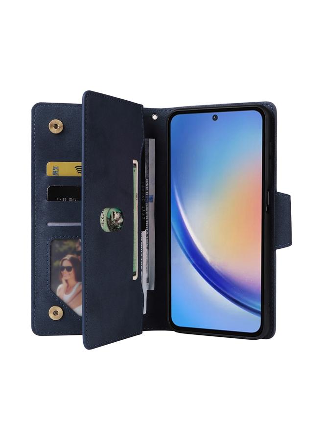 S-TOP Case For Samsung Galaxy A35 5G Rivet Buckle 9 Cards 3-Fold Wallet Leather Phone Case - Image 4