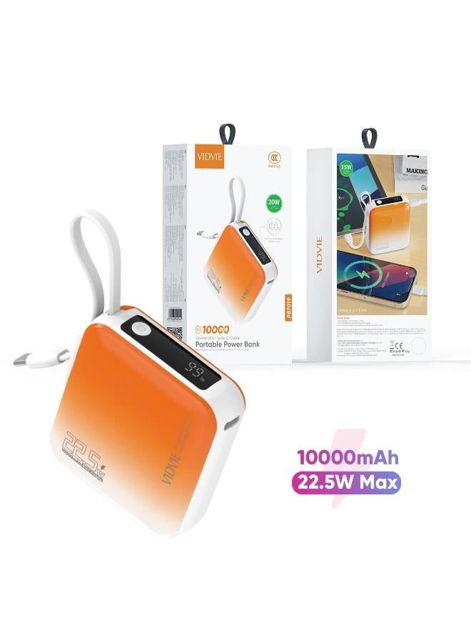 Vidvie 10000mAh 22.5W Mini Power Bank with Digital Display - Orange - Image 1