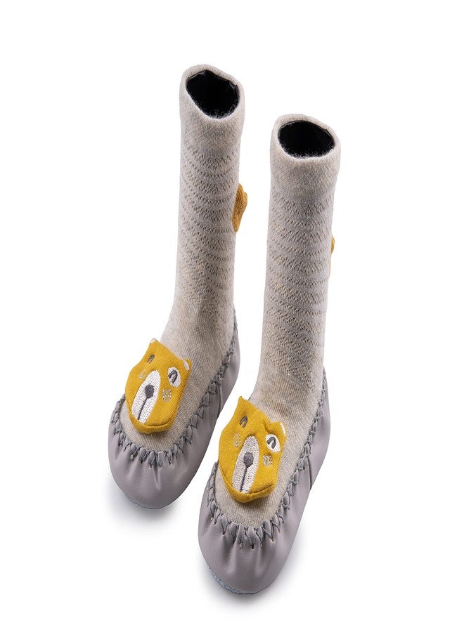 جوارب وأحذية شتوية للجنسين للأطفال الرضع من الجنسين، مصنوعة من القطن الناعم المقاوم للانزلاق، بتصميم لطيف ومرن، سهلة الارتداء للأطفال النشيطين (رمادي 11) - Image 2