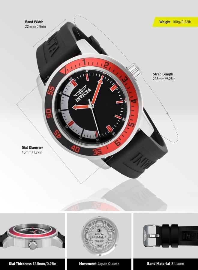 Invicta Men's 12845 Specialty Black Dial Watch, Red, Standard, 12845 - Image 3