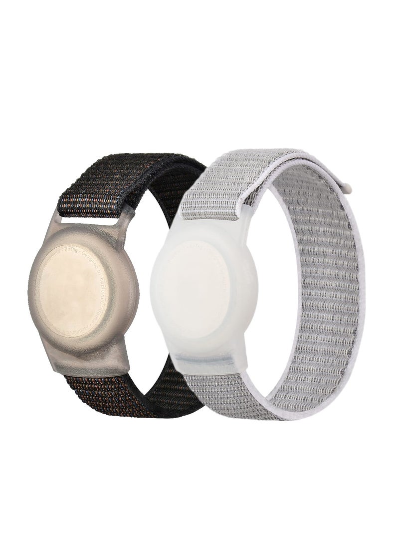 2 Pack AirTag Bracelet for Kids, Apple Air Tag Protective Cover with Nylon Wristband, Anti Lost GPS Trackers Case Cover Elastic Watch Band for Toddlers Girls Boys Elders - Image 1