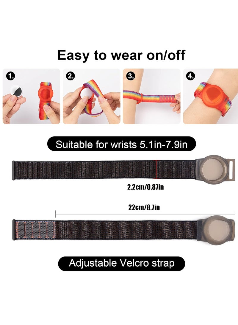 2 Pack AirTag Bracelet for Kids, Apple Air Tag Protective Cover with Nylon Wristband, Anti Lost GPS Trackers Case Cover Elastic Watch Band for Toddlers Girls Boys Elders - Image 4