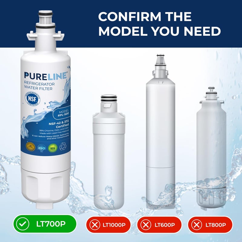 Pureline 9690, LT700P Replacement for LG LT700P, Kenmore Elite 9690, Kenmoreclear 46-9690, ADQ36006101, HDX FML-3, Refrigerator Water Filter - Reduces Bad Taste & Odor - Image 2