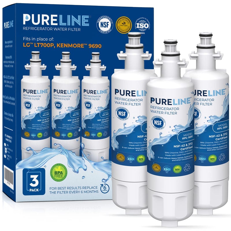 Pureline 9690, LT700P Replacement for LG LT700P, Kenmore Elite 9690, Kenmoreclear 46-9690, ADQ36006101, HDX FML-3, Refrigerator Water Filter - Reduces Bad Taste & Odor - Image 1