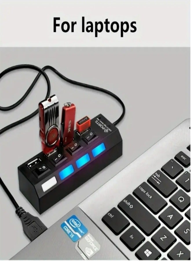 بورتز موزع USB 3.0 بأربعة منافذ مع مؤشر LED ومفتاح - Image 3