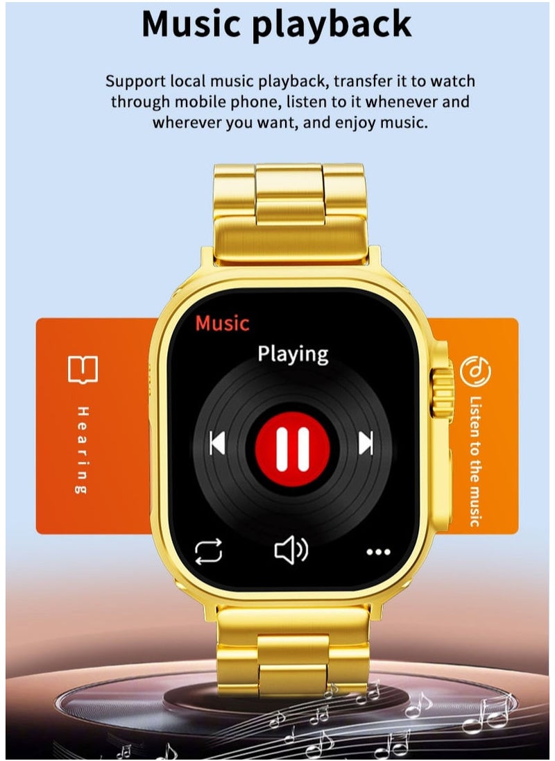 AROAQ - Ultra Gold Smart Watch Wireless Charging Bracelet, Bluetooth Call, Wireless Charging, Fitness Tracking with High Memory and Efficient Response - Image 1