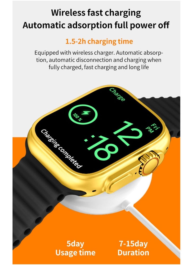AROAQ - Ultra Gold Smart Watch Wireless Charging Bracelet, Bluetooth Call, Wireless Charging, Fitness Tracking with High Memory and Efficient Response - Image 1
