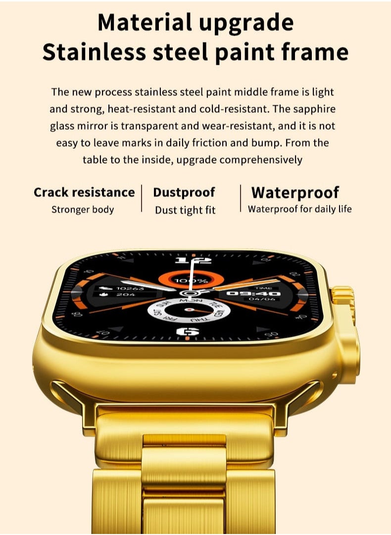 AROAQ - Ultra Gold Smart Watch Wireless Charging Bracelet, Bluetooth Call, Wireless Charging, Fitness Tracking with High Memory and Efficient Response - Image 1