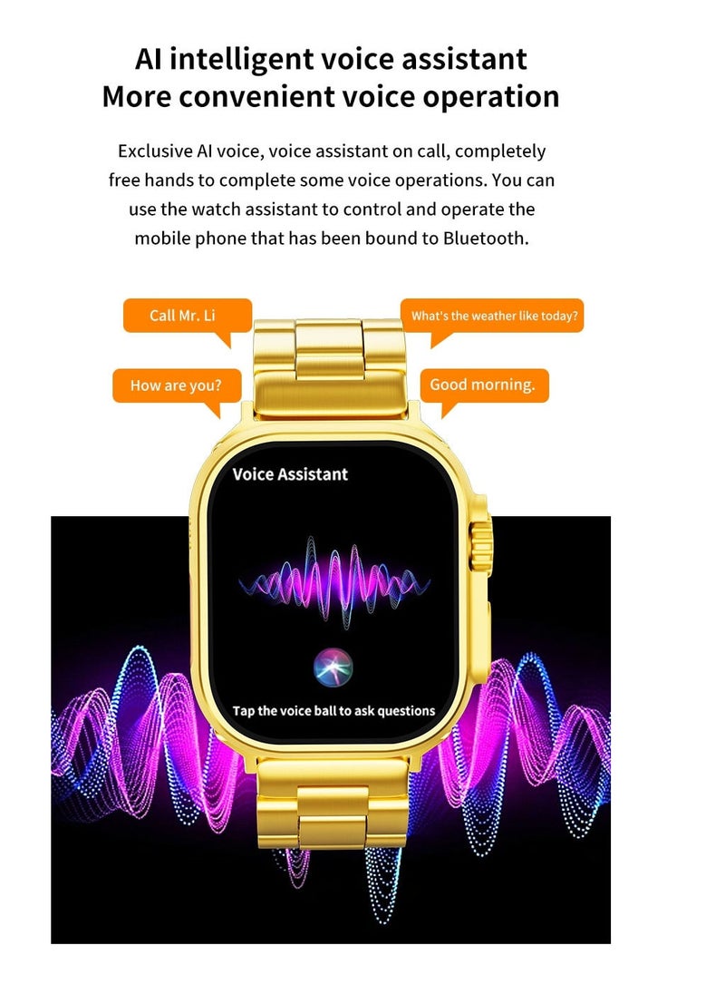 AROAQ - Ultra Gold Smart Watch Wireless Charging Bracelet, Bluetooth Call, Wireless Charging, Fitness Tracking with High Memory and Efficient Response - Image 1