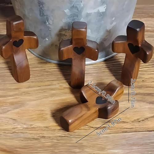 Yookin Cross My Heart/Encouragement Gift Wood Comfort Stress Relief Cross for Clutching, Clinging and Praying Religious Gift(Black 10pcs) - Image 2