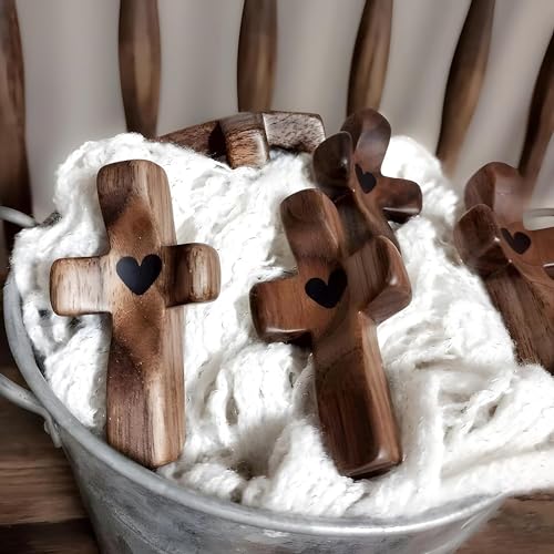 Yookin Cross My Heart/Encouragement Gift Wood Comfort Stress Relief Cross for Clutching, Clinging and Praying Religious Gift(Black 10pcs) - Image 3