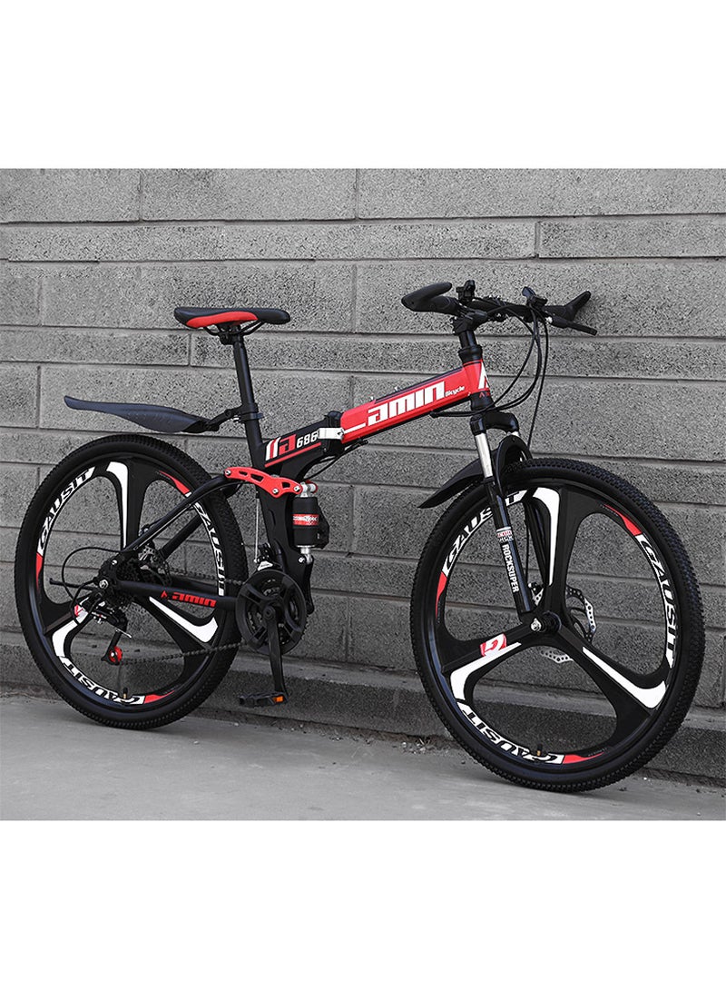 amin Folding Mountain Bike Foldable/Unfoldable Bike 26 Inch for Adult,24-Speed Dual Suspension High-Carbon Steel Foldable Bicycle,Dual Disc Brake Folding Bikes for Men Women,Shock Absorption,3-Blade Wheel - Image 4