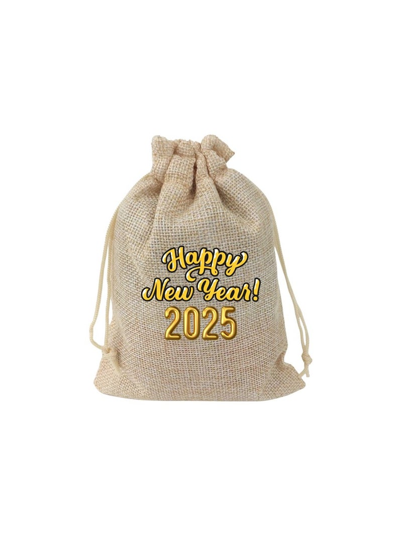PRINTSHOP4ME New Year Jute Burlap Gift Bags–Set Of 12 Reusable Eco-Friendly Drawstring Sacks–Perfect For New Year Celebrations,Festive Gifting And Party Favors  - Image 1