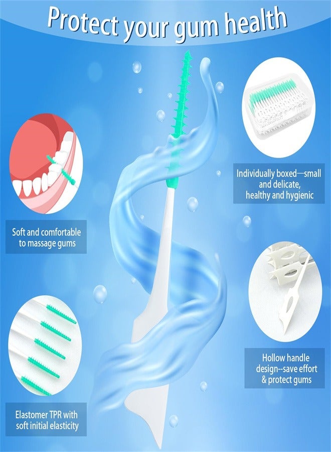 فراشي ما بين الأسنان ثنائية الاستخدام، 100 قطعة أعواد أسنان ناعمة بين فرشاة الأسنان المحمولة لتنظيف الفم والأسنان - Image 4
