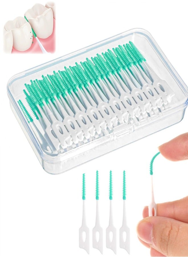 فراشي ما بين الأسنان ثنائية الاستخدام، 100 قطعة أعواد أسنان ناعمة بين فرشاة الأسنان المحمولة لتنظيف الفم والأسنان - Image 1