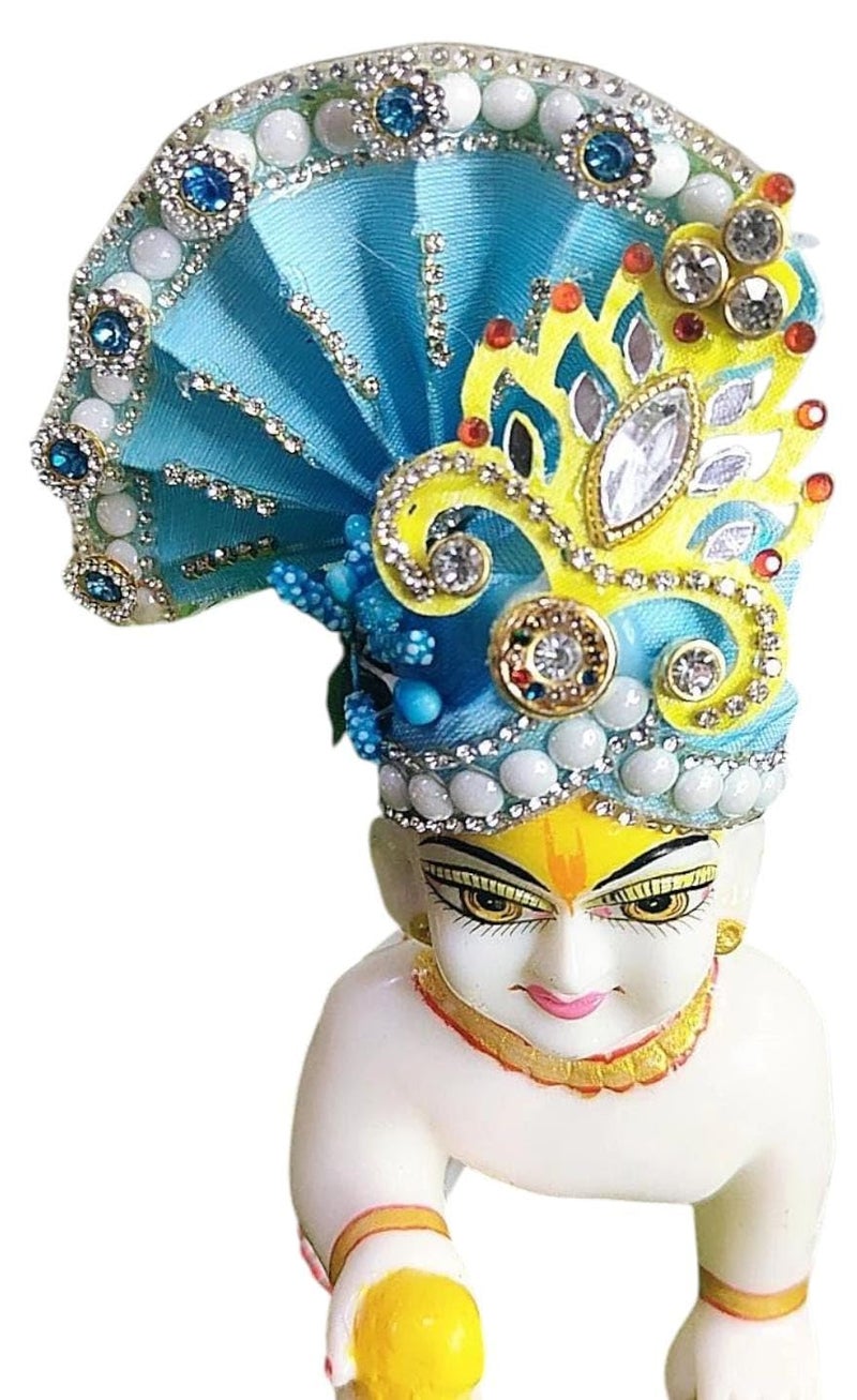 PARTISH Heavy Pagdi for Laddu Gopal Size 0 (Pack of 4) | Mukut for Ladoo Gopal | Bal Gopal | Kanha Ji | Thakur Ji (Size 0) - Image 3