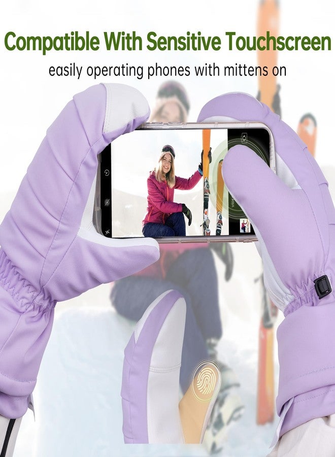 EXski Women Ski Mittens Waterproof Warm Touchscreen Snow Mitts for Extreme Cold Weather Snowboarding Skiing - Image 4