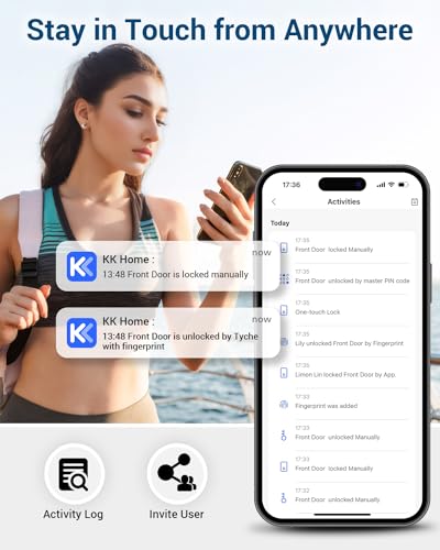 TEEHO WiFi Smart Door Lock - TEEHO Fingerprint Keyless Entry Lock for Front Door - Built in Wi-Fi Smart Deadbolt - APP Remote Control - IP65 Weatherproof - ANSI Grade 2 - Bright Nickel - Image 5