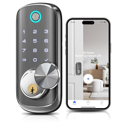 TEEHO WiFi Smart Door Lock - TEEHO Fingerprint Keyless Entry Lock for Front Door - Built in Wi-Fi Smart Deadbolt - APP Remote Control - IP65 Weatherproof - ANSI Grade 2 - Bright Nickel - Image 1